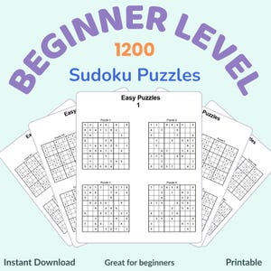1200 Easy Sudoku Puzzle Mega Bundle – Beginner Friendly | Printable PDF + Solutions + ZIP