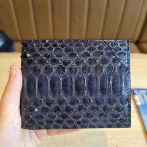 Cartera de piel de pitón auténtica de primera calidad - Cartera de lujo - Cartera de piel de pitón hecha a mano - Cartera plegable de piel exótica para hombre