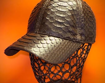 Handmade Python Leather Cap: Luxury Exotic Snakeskin Streetwear