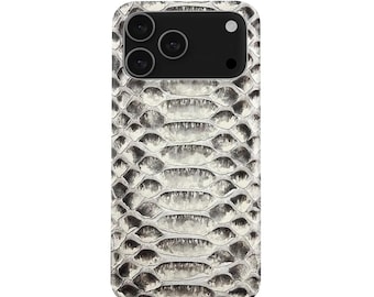Capa artesanal em couro de píton para iPhone 17 Pro: Magsafe, capa com estampa de pele de cobra exótica.