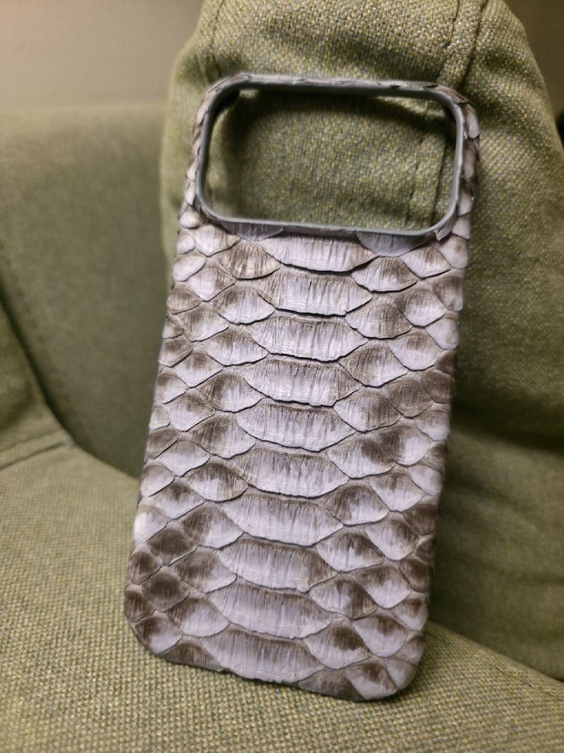 Top Border Python Light Blue Glacier Python Leather iPhone 18 Pro Max Case: Exotic ...