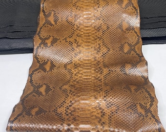 Genuine Python Leather Skin – Natural Brown Snakeskin Hide, Exotic Leather Supply