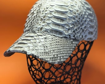 Genuine Python Skin Baseball Cap - Handmade Leather Hat