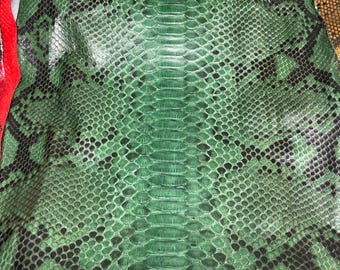 Genuine Python Leather Skin Hide – Real Snakeskin for Bag Making – Natural Green Python – Premium Exotic Leather Supply