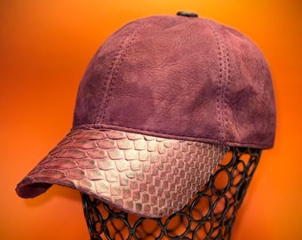 Python Leather Baseball Cap – Handmade Trucker Style Hat