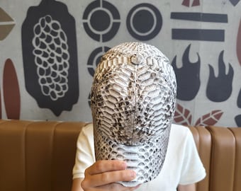 Handgemaakte leren baseballpet van python – uniseks exotische hoed