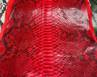 Peau de python rouge, cuir véritable pour travaux manuels (300-390 cm)