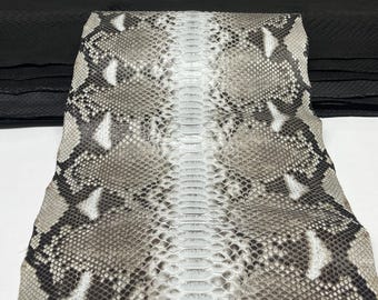 Véritable peau de python gris clair, peau de serpent naturelle