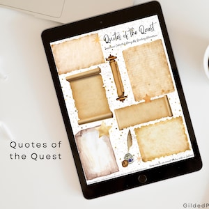 Quotes of the Quest | Favorite Book Quotes Tracker | Reading Journal Page | Bookish Printable | Fantasy Reading Tracker | Cozy Book Journal