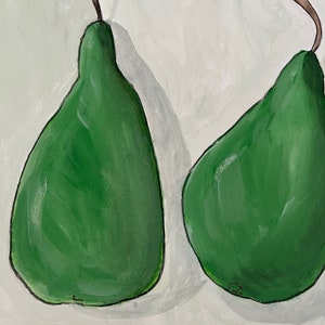 Original Gouache Still Life Pears Painting on paper Affordable art for the home art gifts for her gifts for birthday abstract art image 3