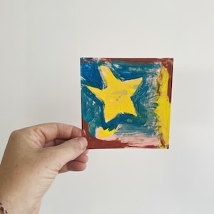 Original Abstract Painting on Card: Contemporary Naive Art