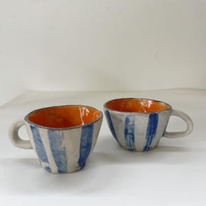 Ceramic Coffee Cup Expresso cup Striped Coffee Mug Stripy Tea Cup Ceramic Gifts Handmade Pottery