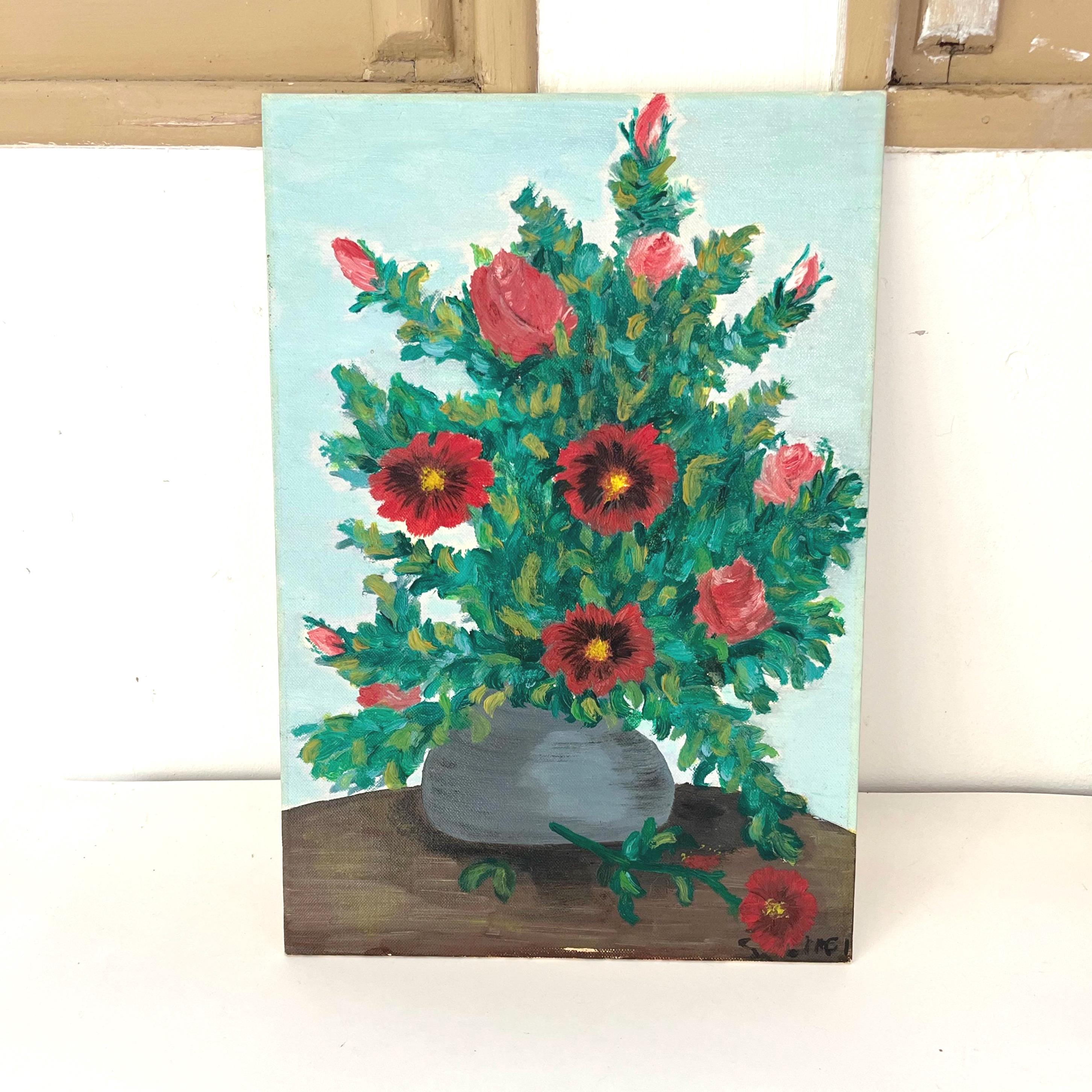 Vintage Still Life Oil Painting Art for the home  Contemporary Art Canvas Board Affordable art gifts Original Painting Floral Wall Art