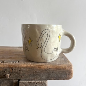 Handmade Ceramic Swan and Star cup MADE TO ORDER