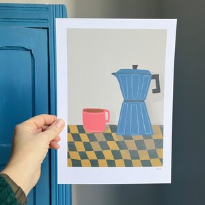 Stampa d'arte contemporanea Stampa giclée Natura morta Arte astratta Caffettiera Illustrazione