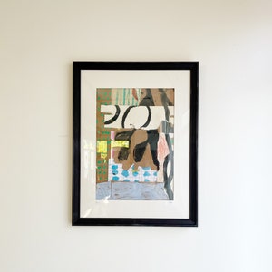 Abstract Mixed Media Collage on Paper with frame