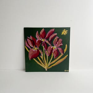 オリジナル花柄アクリル絵画：抽象静物画（10インチ）