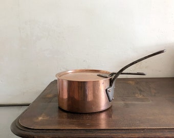Heavy Antique Copper Saucepan / vintage Copper pan / rustic Copper / Vintage Copper / Collectable Copper / Distressed Copper Decoration