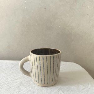 Ceramic Coffee Mug Expresso Cup Tea Cup Coffee Cup Stripes Handmade Pottery