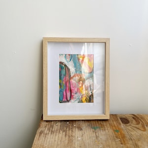 Abstract Mixed Media on Paper with wooden frame