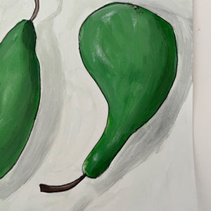 Original Gouache Still Life Pears Painting on paper Affordable art for the home art gifts for her gifts for birthday abstract art image 2