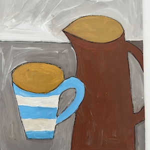 Nature morte à l&#39;huile sur papier. Décoration murale contemporaine pour la maison