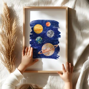 Celestial Watercolor Planets | DIGITAL DOWNLOAD | Space Nursery Wall Art | Kids Room Decor | Printable Planet Art