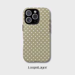 Sage Green iPhone Case | Neutral Polka Dot Minimal Style