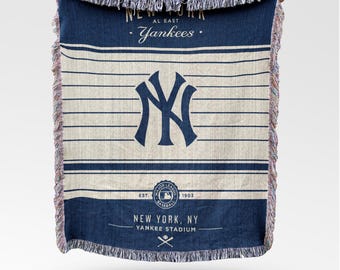 Manta tejida estilo vintage de los Yankees de Nueva York