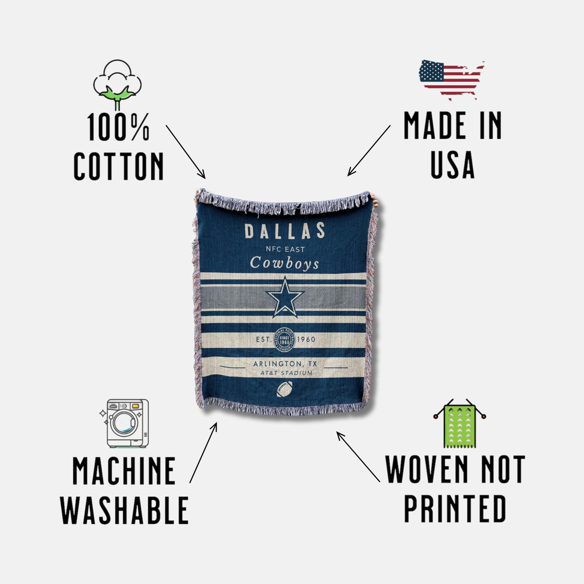Dallas Cowboys Vintage-styled Woven Blanket - Etsy Dallas Cowboys Vintage Blanket 90x60 approximate main image 0