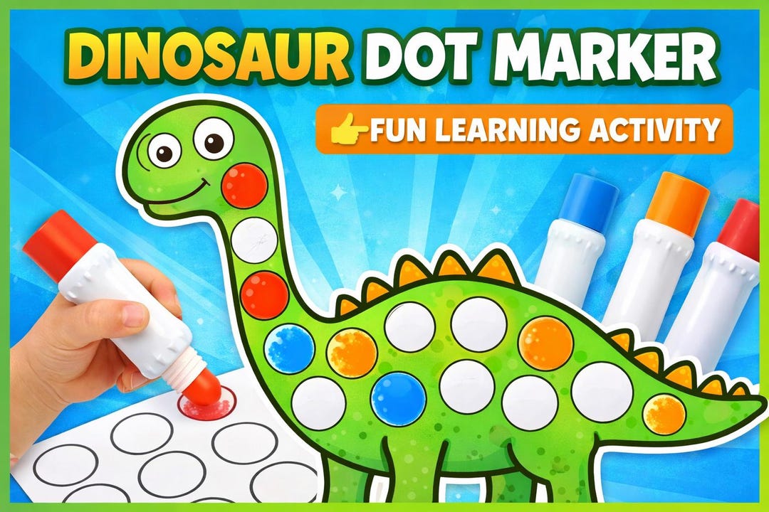 Dinosaur Dot Marker Activity | Do A Dot Dino Worksheets | Dab Coloring ...