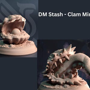 DM Stash Miniatures Clam Mimic - Shelldon, DnD, D&D, Dungeons and Dragons, RPG, Tabletop Minis, Pathfinder, TTRPG, Fantasy, 32mm