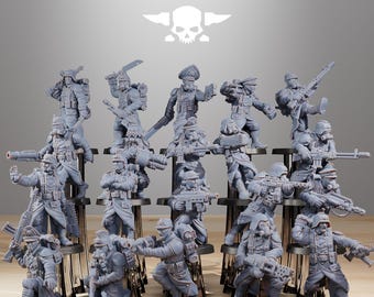 GrimGuard Builders Kit Set, Station Forge Miniatures, Imperial Guard, Death Division, Death Korps, Grimdark Future, Infantry Squad, 3D Print