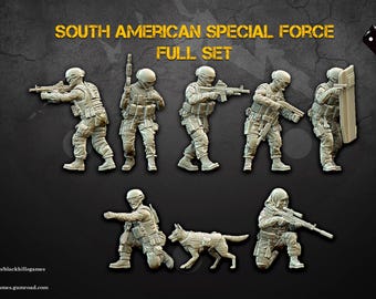 Black Hills Games, South American Special Forces Full Set, Modern Miniatures, 15mm 20mm 28mm 32mm 35mm 40mm 54mm Post Apocalyptic, Spectre