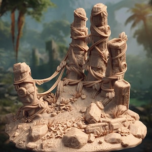 DMStash Miniature Ancient Statue Ruin Terrain-Ruins of Duradi,DnD,D&D,Dungeons and Dragons,RPG,Tabletop Minis,Pathfinder,TTRPG, Fantasy,32mm