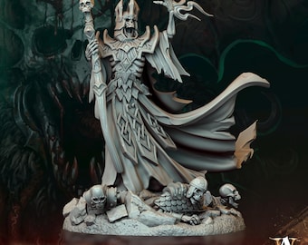 Archvillain Games Miniature Syraxus - Tombwrought Arcanist Undead Lich, DnD, D&D, Dungeons and Dragons, RPG, Tabletop Mini, Pathfinder, 32mm