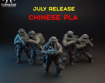 Modern Chinese Army PLA 5 Minifigures, 15mm 20mm 28mm 32mm 35mm 40mm 54mm Modern Miniatures Post Apocalyptic Zona Alfa Fallout Wasteland RPG