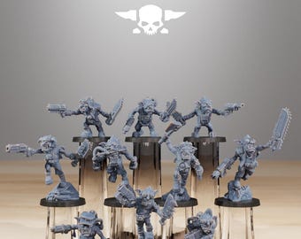 Gobs Jetsters Squad, Station Forge Miniatures, Goblin Infantry, Starfinder, Grim Dark Minis, 3D Printed, Greenskins, Space Orks, Orkaz, Orc