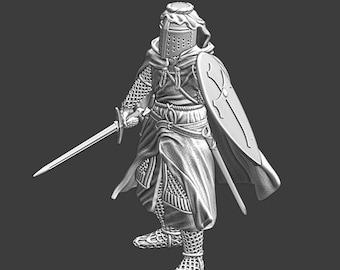 Miniaturas de las Cruzadas del Norte Caballero medieval de infantería hospitalario o templario 28 mm +