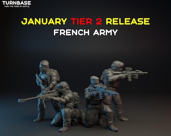 Modern French Army (4) Minifigures, 15mm 20mm 28mm 32mm 35mm 40mm 54mm Modern Miniatures Post Apocalyptic Zona Alfa Fallout Wasteland RPG