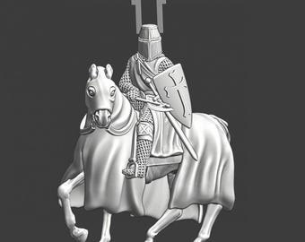 Northern Crusades Miniatures Caballero teutónico medieval montado con hacha 28 mm 35 mm +