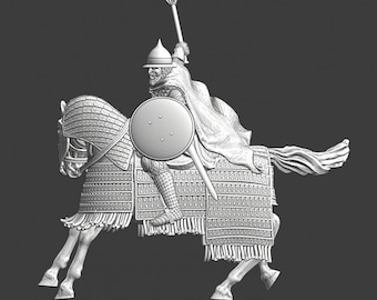 Miniaturas de las Cruzadas del Norte Caballero medieval montado de la Rus de Kiev con maza 28 mm + 3D