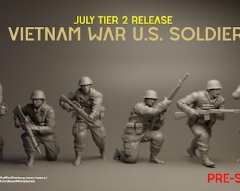 Vietnam War US Soldiers Infantry Squad TurnBase Minifigures 15mm 20mm 28mm 32mm 35mm 40 54mm Modern Cold War Miniatures Bolt Action 3D Print