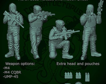 Combat Octopus, Modern Miniatures, Western CBRN Troops, Multi-Part Kit, Modular, 15mm 20mm 28mm 32mm 35mm 40mm 54mm 60mm 75mm, Tabletop RPG