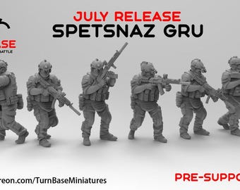 Russian Spetsnaz GRU Infantry by TurnBase Minifigures, 20mm 28mm 32mm 54mm Modern Miniatures, Post Apocalyptic Zona Alfa Fallout Wasteland