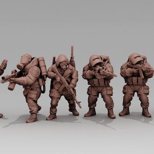 Zone Stalkers Squad by TurnBase Minifigures, 15mm 20mm 28mm 32mm 54mm Modern Miniatures for Post Apocalyptic Zona Alfa Fallout Wasteland RPG