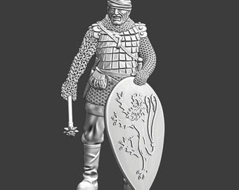 Cruzadas del Norte Miniatura Medieval Caballero Guerrero de Pie Rus de Kiev Herido 28 mm