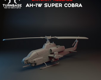 Turnbase Modern Miniatures, US AH-1W Super Cobra Attack Helicopter, USMC, 15mm 20mm 28mm 32mm 35mm, Post Apocalyptic, Spectre Operations, 3D