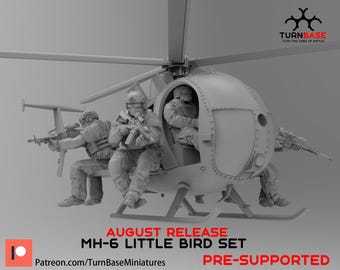 Turnbase Modern Miniatures, US MH-6 Little Bird Set, US Special Forces, 15mm 20mm 28mm 32mm, Post Apocalyptic, Spectre Operations, Zona Alfa