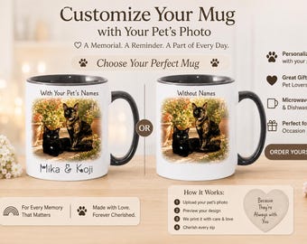 Personalized Cat Memorial Mug, Custom Photo Coffee Cup, 11 oz Ceramic Keepsake